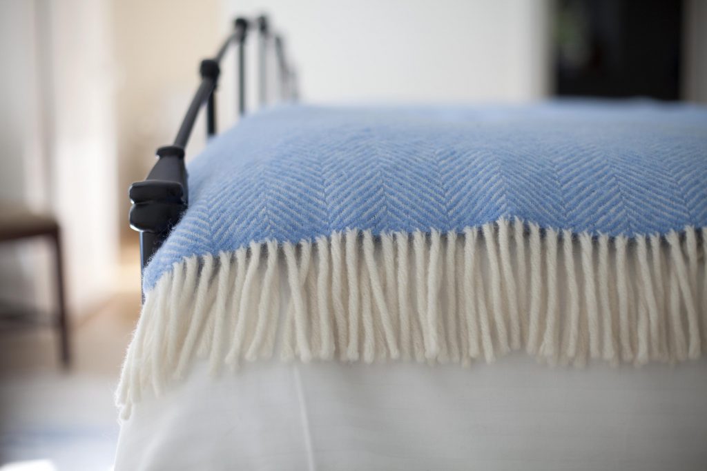 Blanket on a freshly made bed