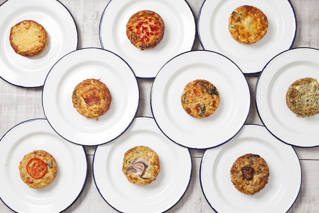 Photo of an assortment of quiches from Crantock Bakery in Cornwall