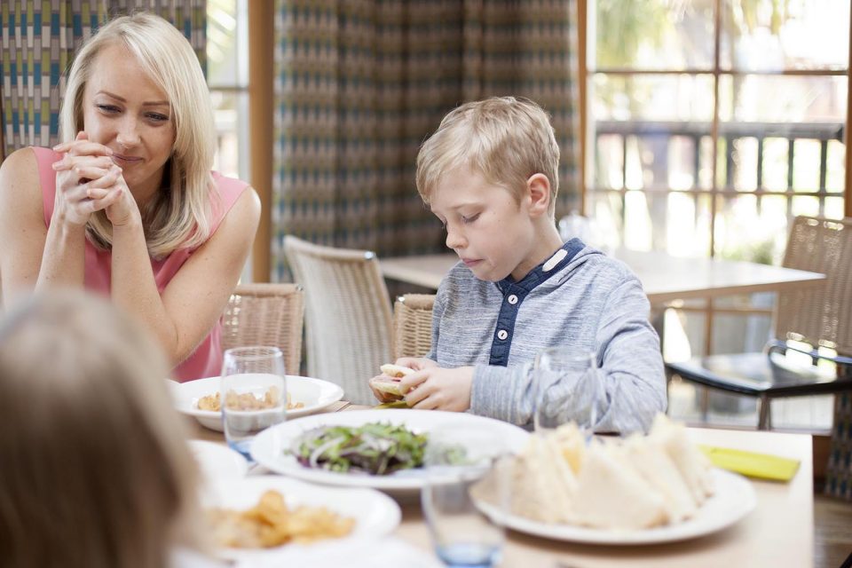 Family enjoying dinner