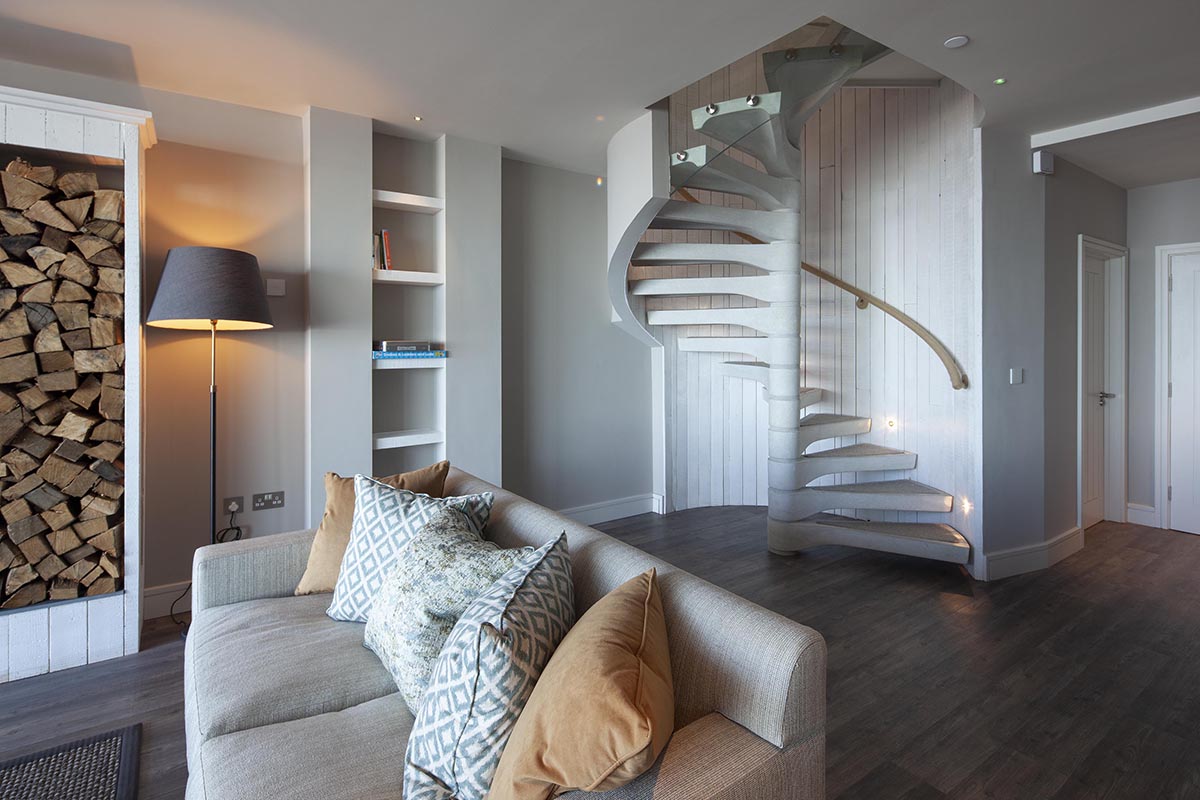 Carbis Bay beach villa No2 spiral staircase for Spiral UK.